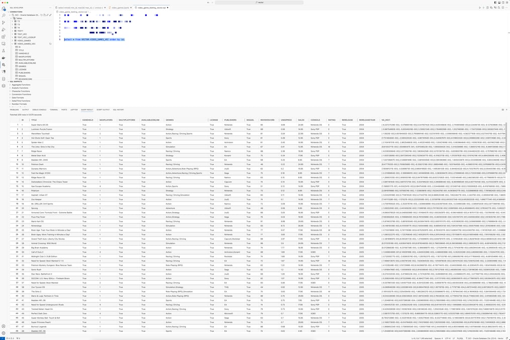 Oracle Vector Datatype - Updating table data - RheoData