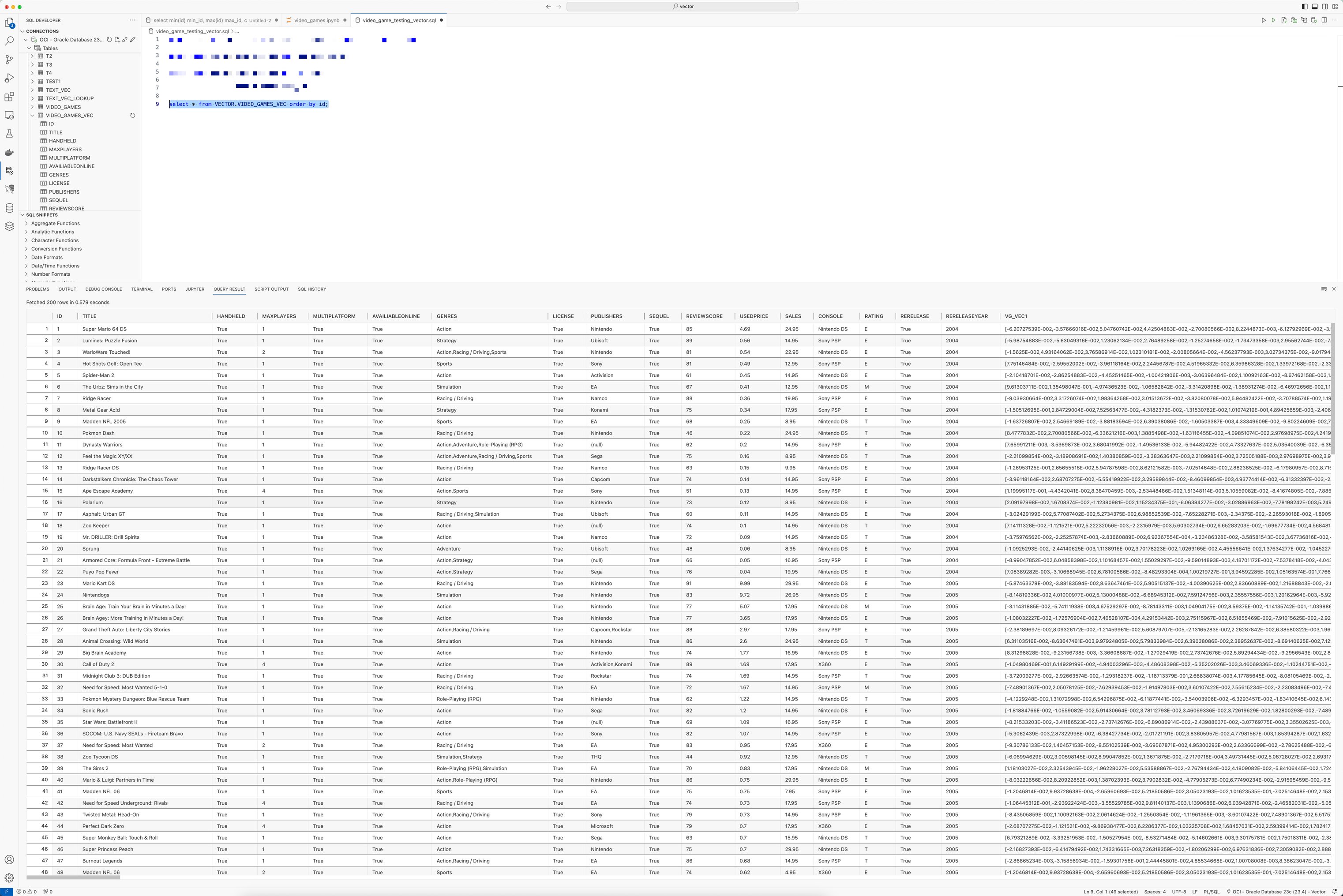 Oracle Vector Datatype - Updating table data - RheoData